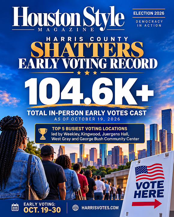 Harris County voters are making history! More than 104,700 ballots cast on the first day of early voting shattered the …