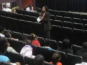 Melinda Kelly, executive director, Chatham Business Association speaks to youth during the CBA Job Readiness Workshop. (Photo by Thelma Sardin)