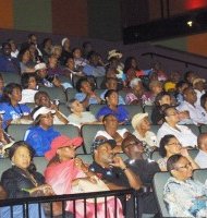 Dozens of Obama supporters filled theater 10 at I.C.E. Chatham Sept. 6 to watch and listen as Pres. Barack Obama gave  his speech accepting the Democratic presidential nomination at the Democratic National Convention in Charlotte, N.C. Photo by Rhonda Gillespie