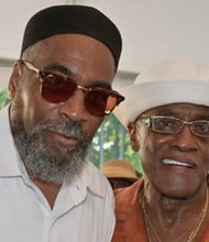 Kenny Gamble, left, and Grammy winner Billy Paul at the recent Philadelphia International Records Family Reunion held at the Dell Music Center.  Photo by Jeff Price
