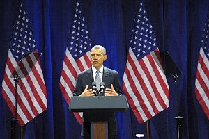 Im here not because I need your help, but because the country needs your help, President Barack Obama said in Chicago Jan. 11. The change we believed in, we knew it wouldnt come easy and we knew it wouldnt come quickly. (Photo by Rhonda Gillespie)