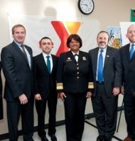 From left to right: Lora Oswald, Healthy Places; Dick Malone, YMCA; Commissioner Choucair, Chicago Department of Public Health; Dr. Benjamin, U.S. Surgeon General; Joel Africk, Respiratory Health Association and Stephen Vick, YMCA.(Photo Courtesy of CDPH)