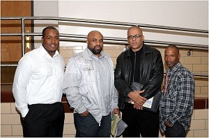 Panelist at the Real Men Charities, Inc., International Men's Day program included  (L to R) MAGIC, Inc., Program Manager Shelton Smith, activist T.J. Crawford, Tio Hardiman of Cease Fire Illinois and citizen advocate Raymond Richards.  International Men's Day was first observed annually in 1999. (Photo Courtesy: James Muhammad)